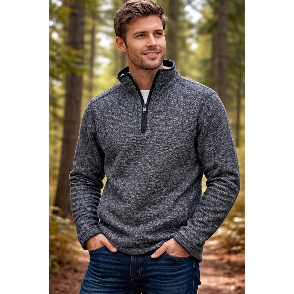 ORVIS Men's Small Sherpa Lined 1/4 Zip Pullover Sweater Jacket -3068